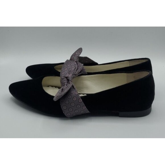 1901 Ladies Black Velvet Flats with Fabric Bows Size 9 M - Picture 5 of 11